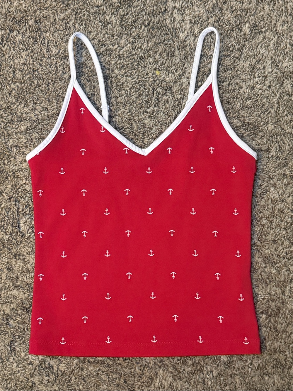 wild fable Red Anchor-Print V-Neck Crop Tank